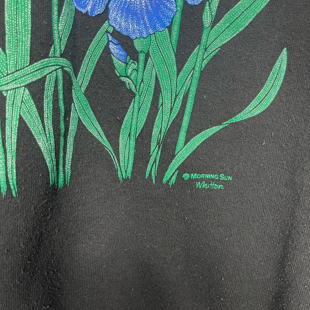 Vintage Morning Sun Floral Black Collared Sweater Large - Picture 4 of 7